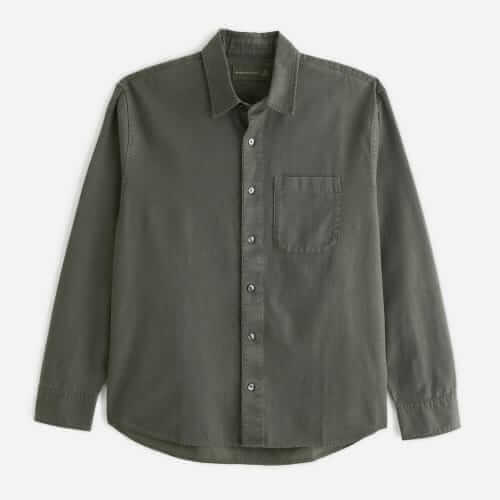 abercrombie and fitch long-sleeve garment dye button-up shirt