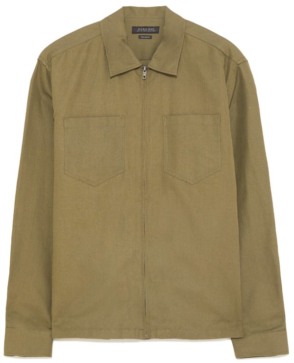 Zara men's lightweight zippered shirt jacket