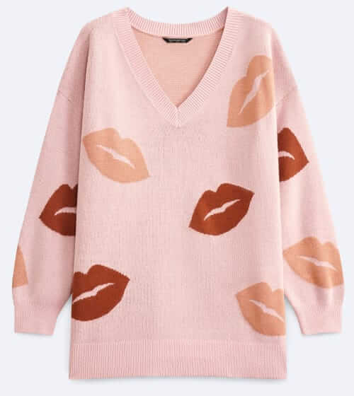 BloomChic Supersoft Essentials Lip Print Split Side Pullover