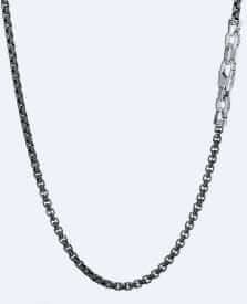 Men's classic box chain necklace in blacked silver