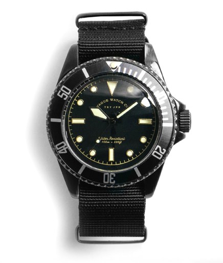 Vague Watch Co. Brushed Black Steel Submariner Watch