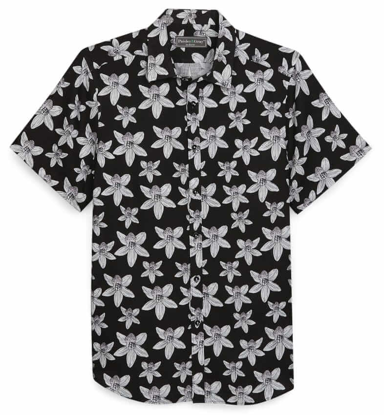 Paisley & Gray Floral Linen Short-Sleeve Sport Shirt