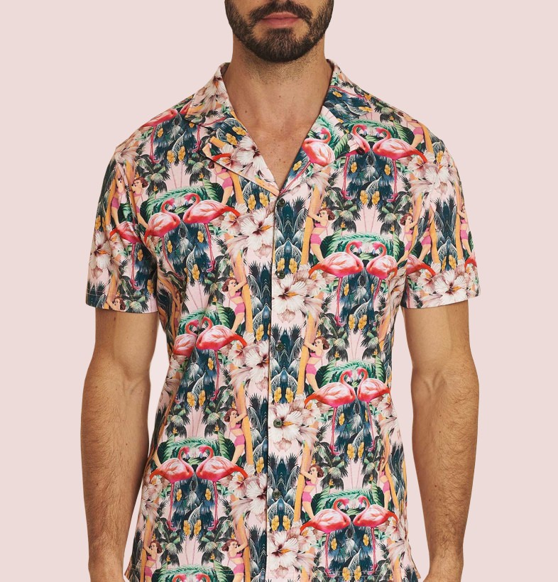 Robert Graham Flamingo Print Camp Collar Shirt