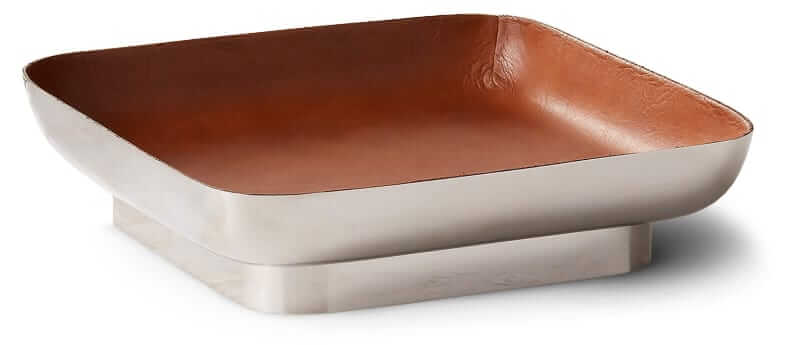 CB2 Mitri steel and leather tray