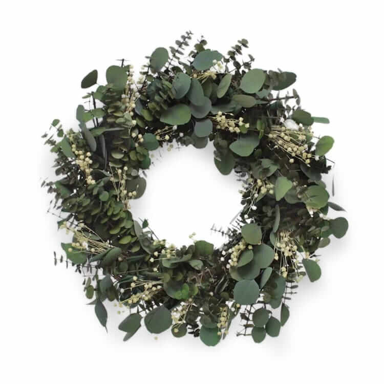 afloral preserved eucalyptus and flax wreath