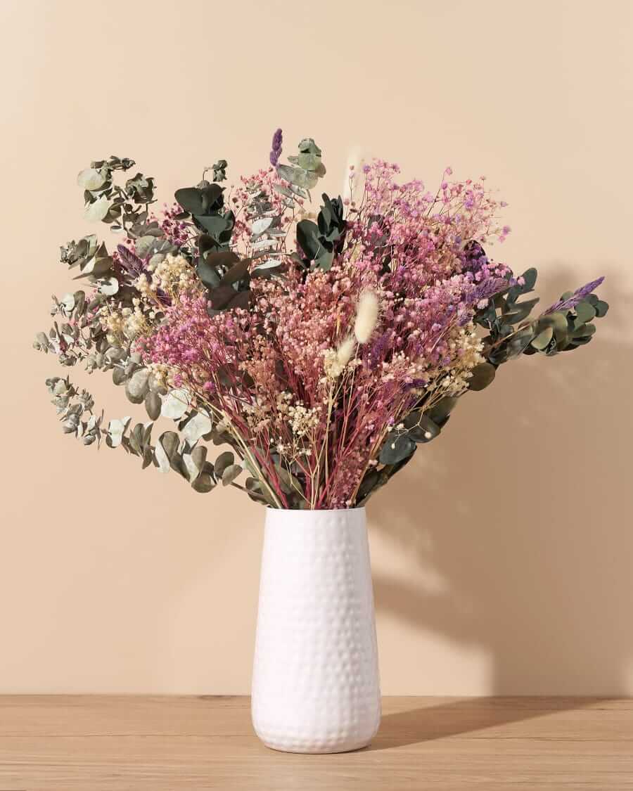 the bouqs amethyst dried flower arrangement