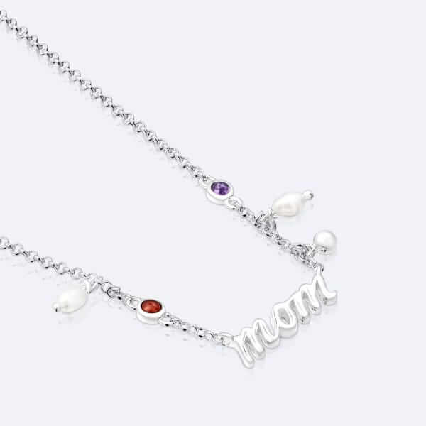 Tous Silver Mom Necklace With Cultured Pearls and Gemstones