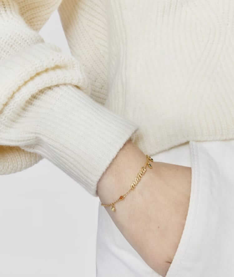 Tous Silver Vermeil Mama Bracelet with Gemstones