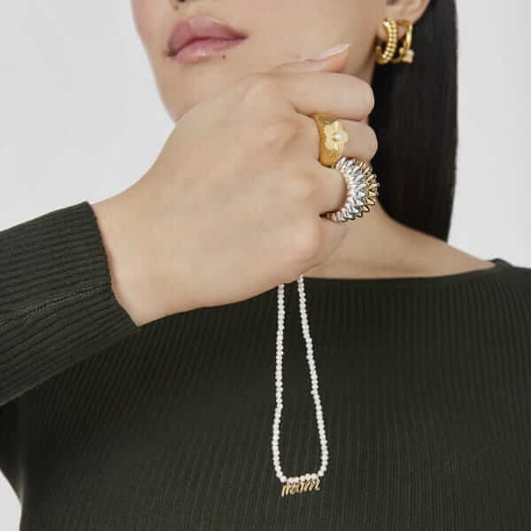 Tous Silver Vermeil Mom Necklace With Cultured Pearls