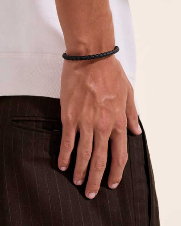 John Hardy Soft braided leather bracelet with hook clasp