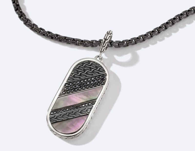 John Hardy Carved Chain With Black Sapphire Inlay Pendant