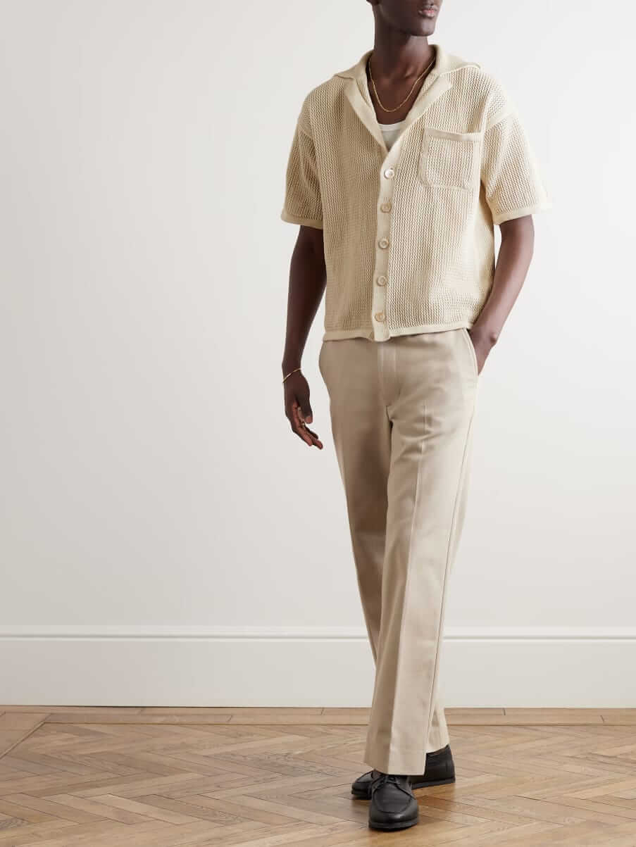 Piacenza Cashmere Open-Knit Cotton Shirt