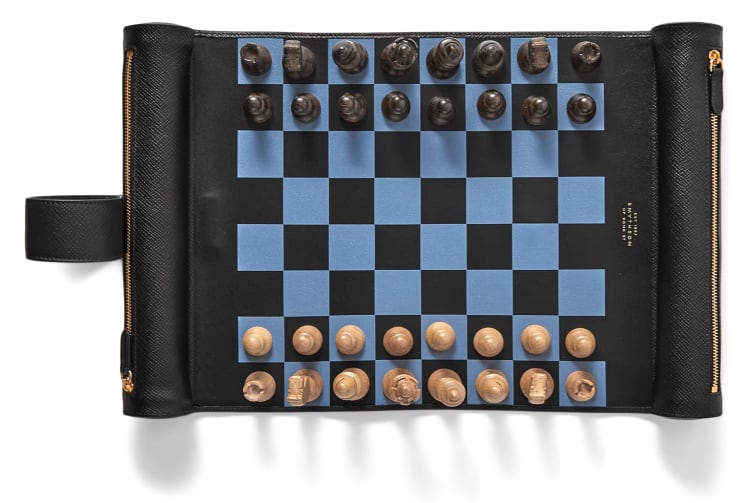 Smythson Panama leather chess set