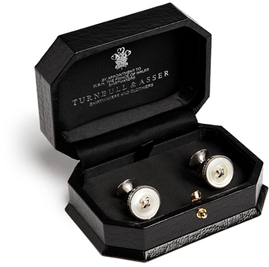 Turnbull & Asser Mother of Pearl Silver Cufflinks