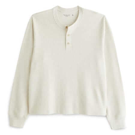 abercrombie & fitch waffle cropped henley