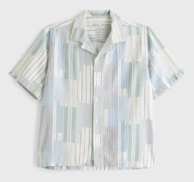 abercrombie & fitch linen-blend shirt