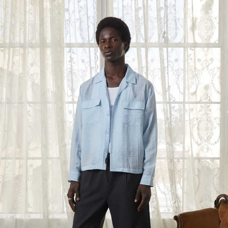 the met x pacsun seersucker shirt