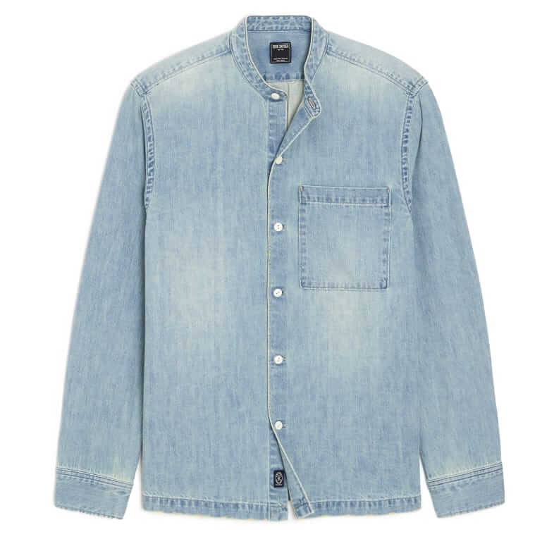 todd snyder relaxed denim band-collar shirt