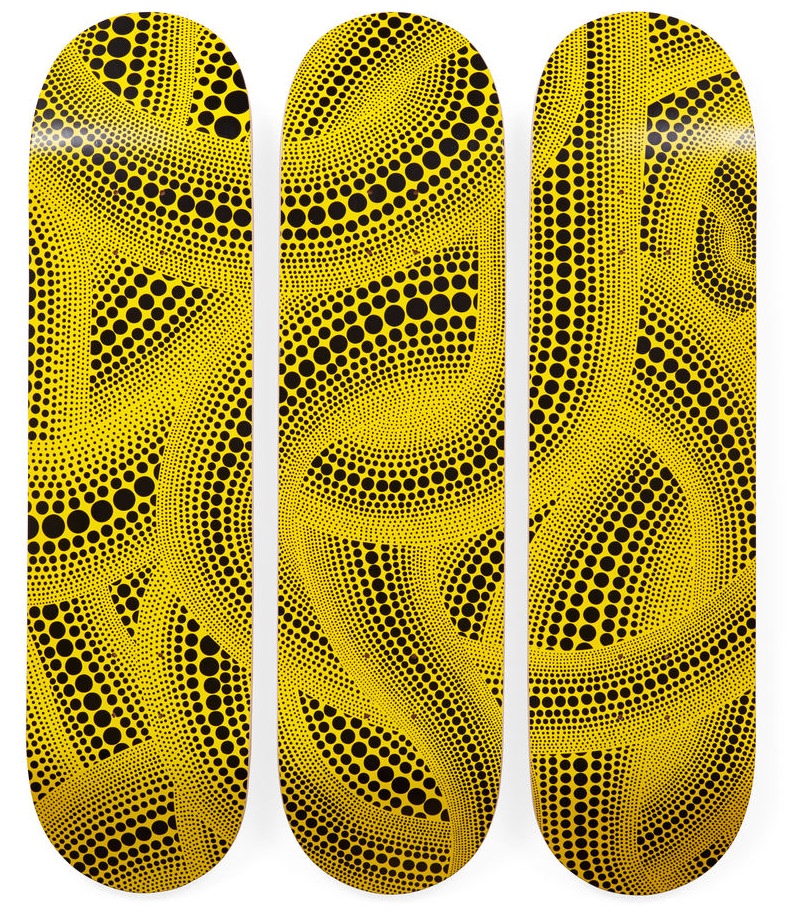 Yayoi Kusama Yellow Trees Skateboard Triptych