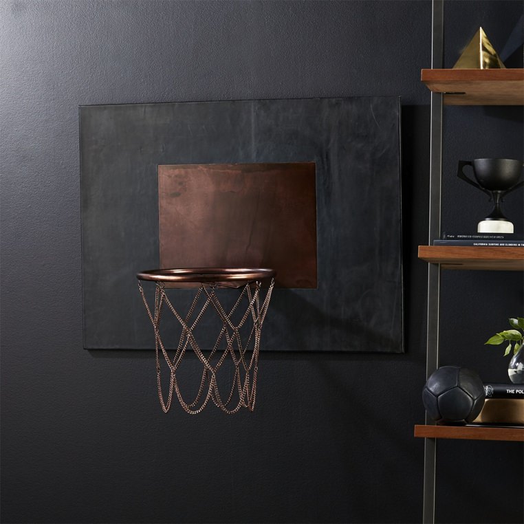 CB2 Leather and Copper Basketball Hoop