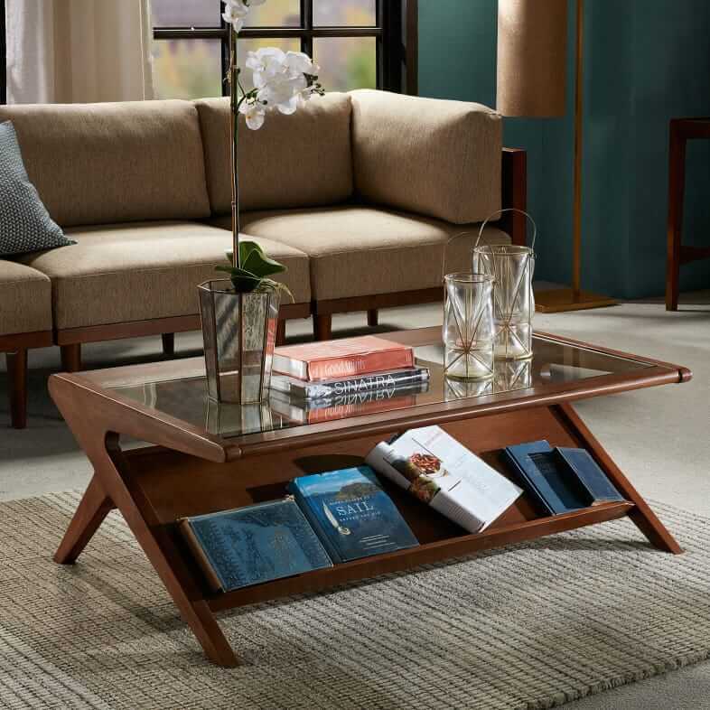 Ink + Ivy Midcentury Book Rack Coffee Table