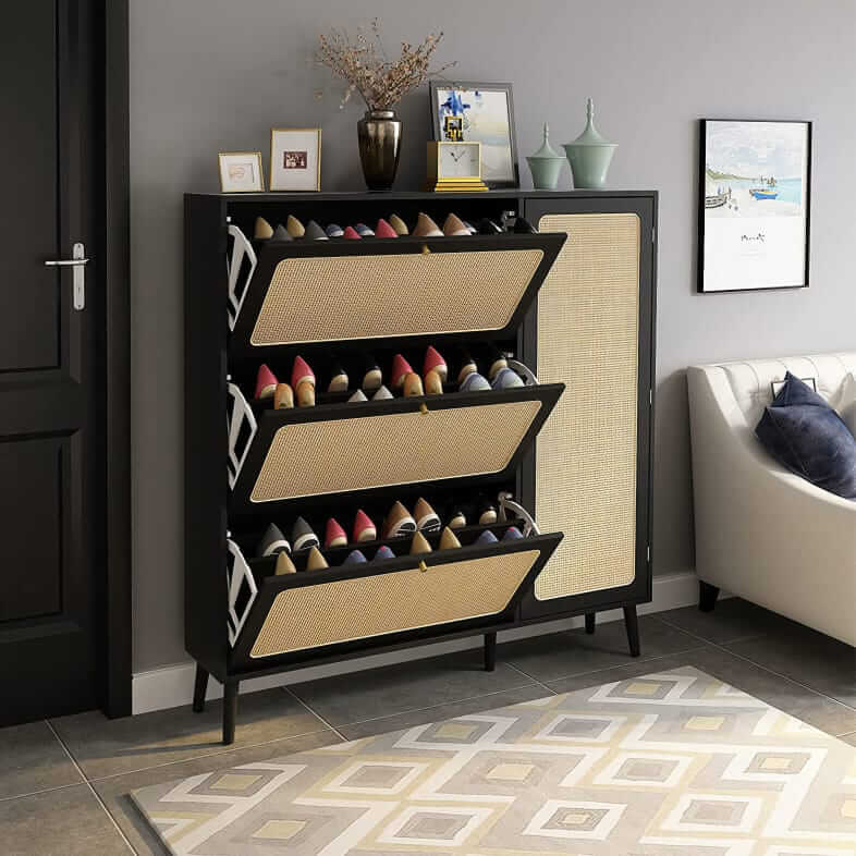 Giratree Rattan shoe cabinet
