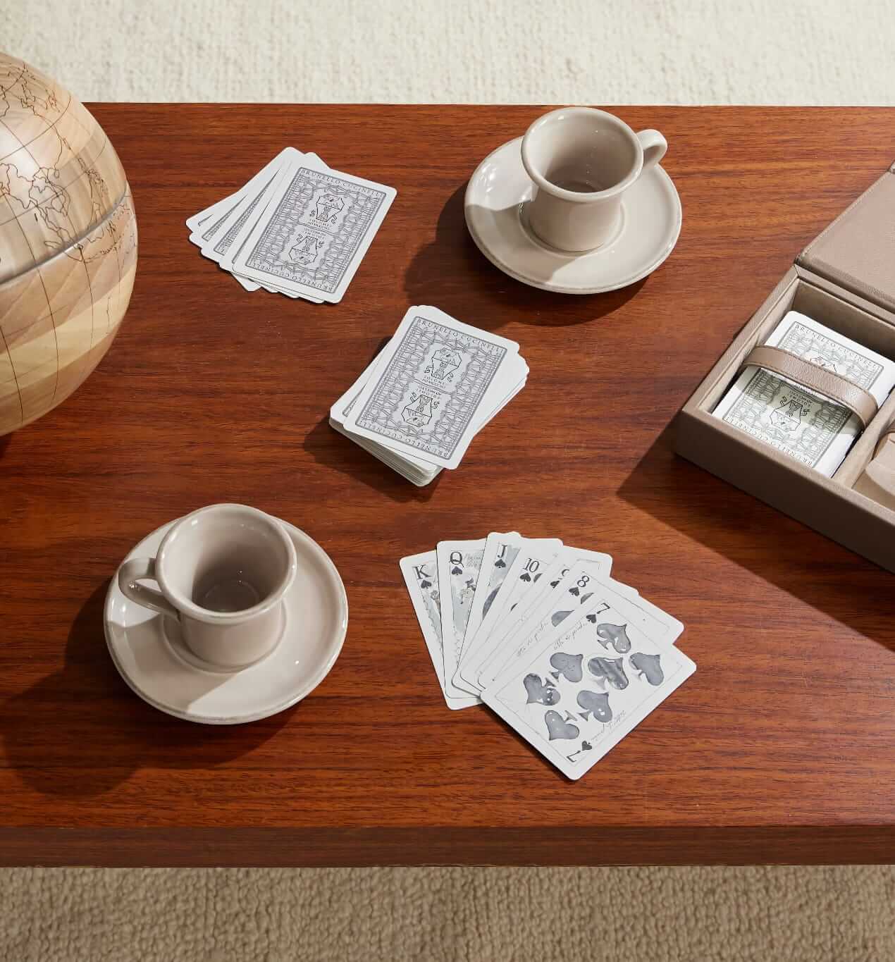 brunello cucinelli full-grain leather playing card set