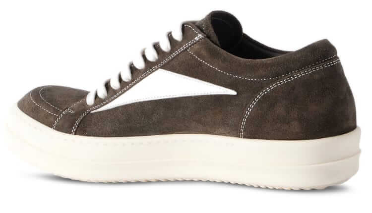 rick owens vintage leather-trimmed suede sneaker