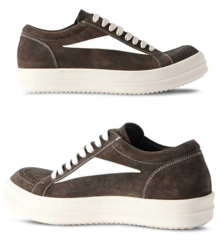rick owens vintage leather-trimmed suede sneaker