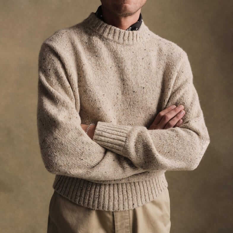 buck mason wool tweed mock turtleneck
