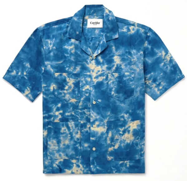 Corridor Tie-dye linen camp collar shirt