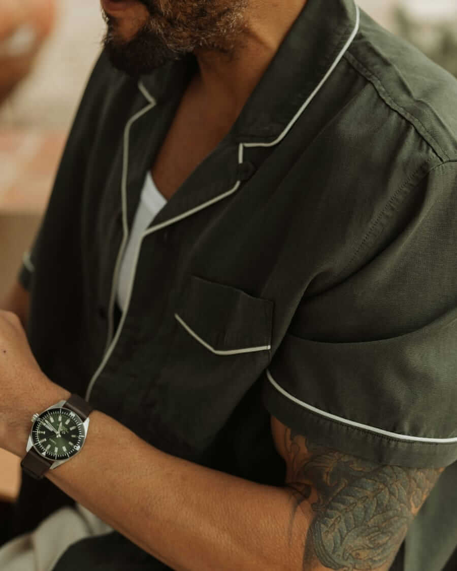 Flint and Tinder Tipped camp collar shirt