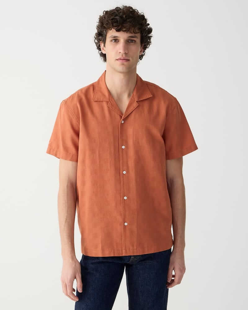J.Crew Textured cotton camp collar shirt