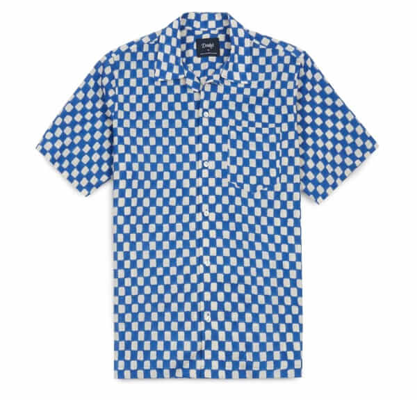 Drake's Block print camp collar shirt