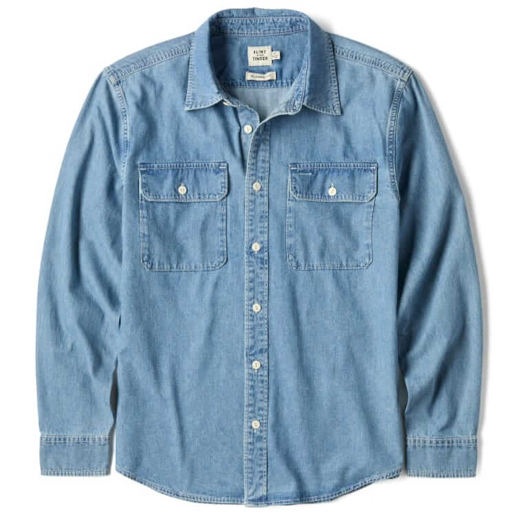flint and tinder washed denim shirt
