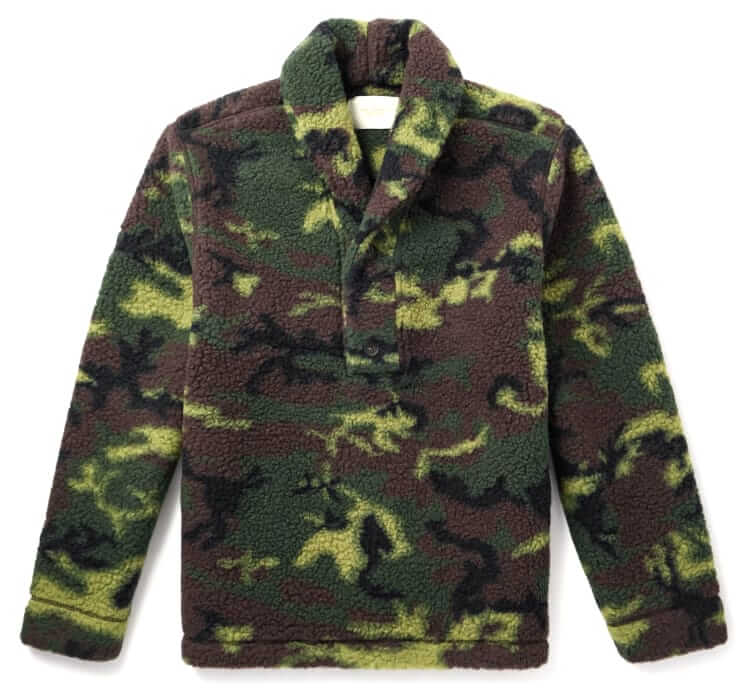 aime leon dore shawl-collar fleece pullover