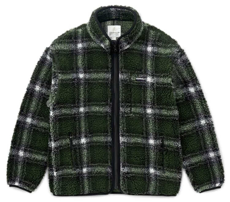 gramicci shadow plaid sherpa fleece jacket