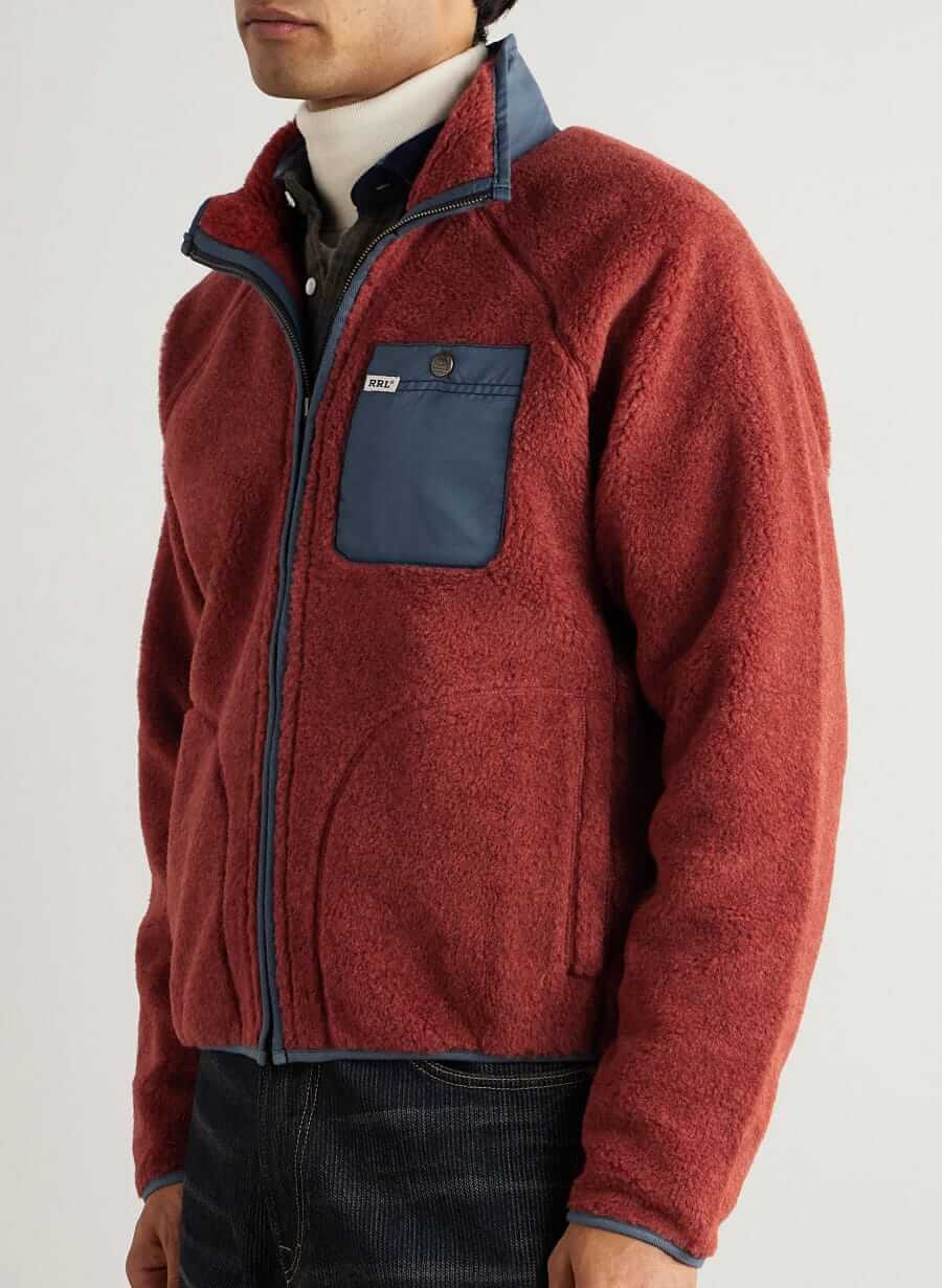 rrl rip-stop trimmed fleece