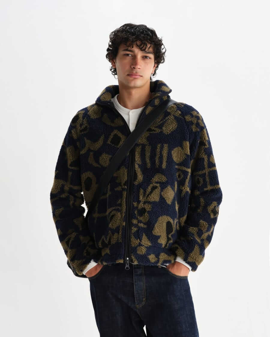 wax london jacquard fleece jacket