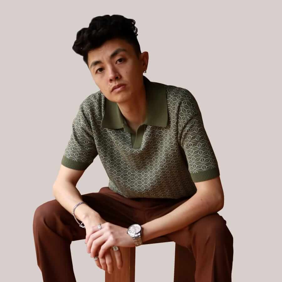 akashi-kama ojii knit polo