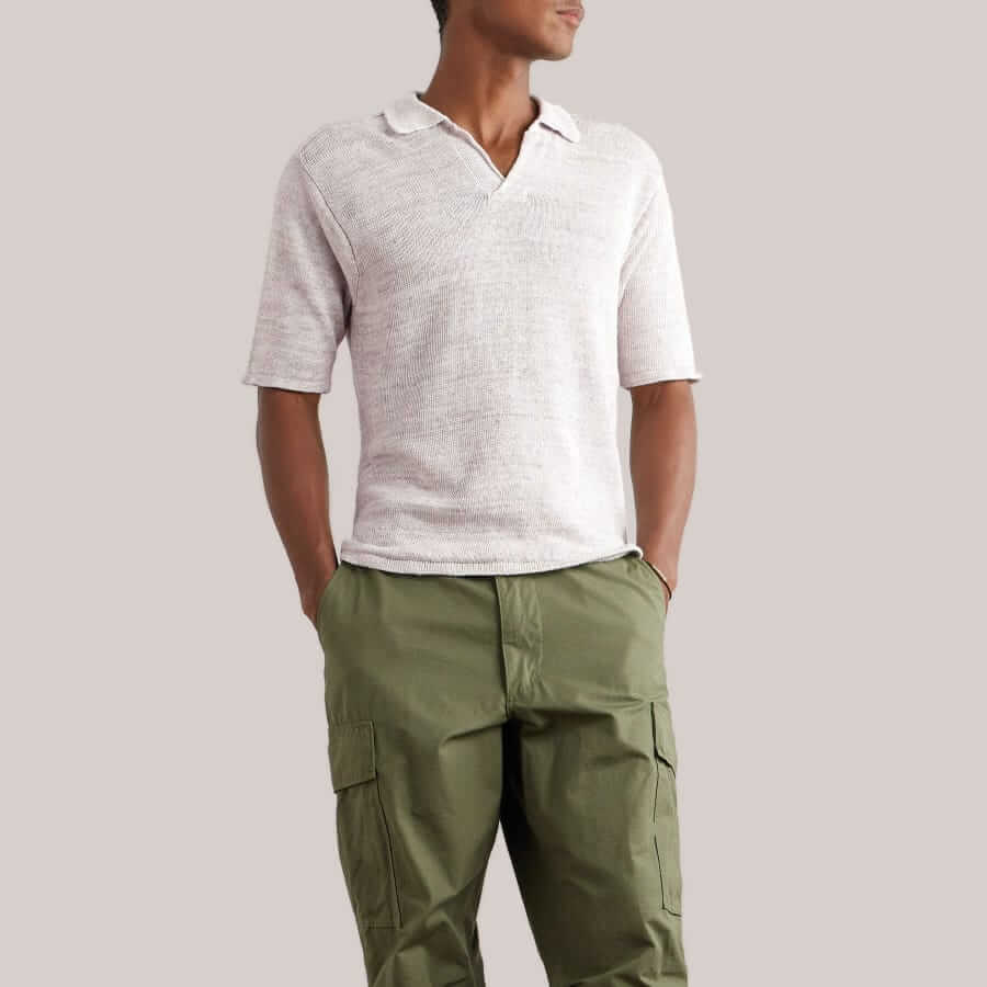 inis meain knit linen polo