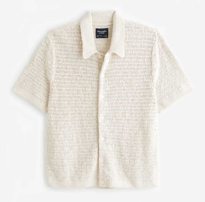 Abercrombie & Fitch Crochet button-through knit shirt
