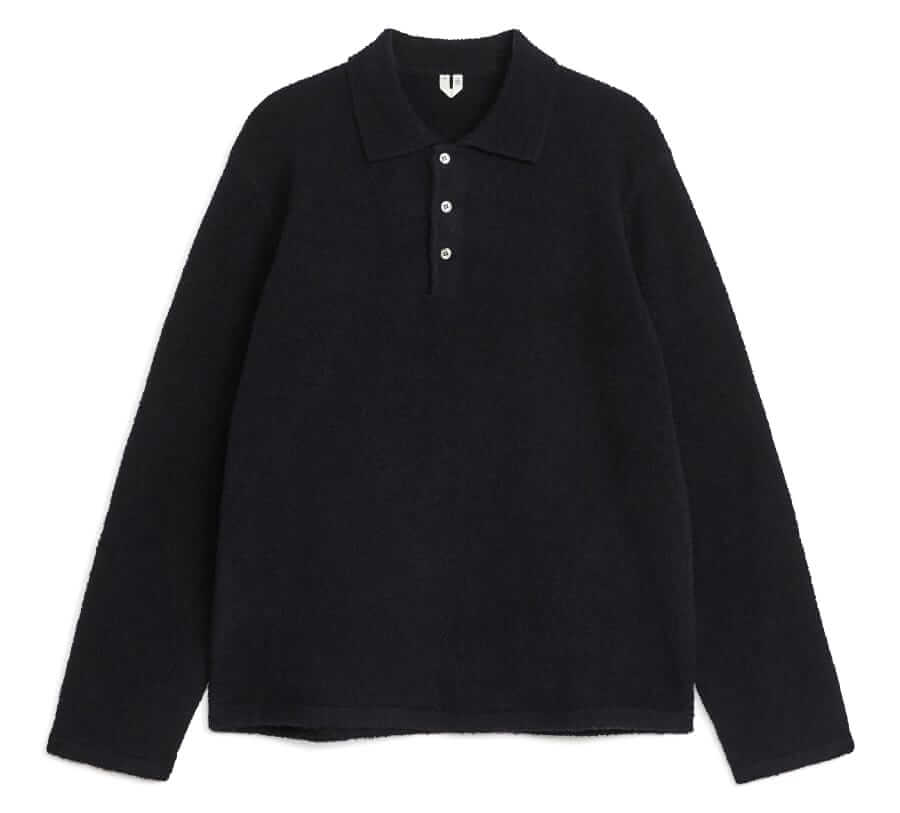 Arket Textured cotton long-sleeve knit polo