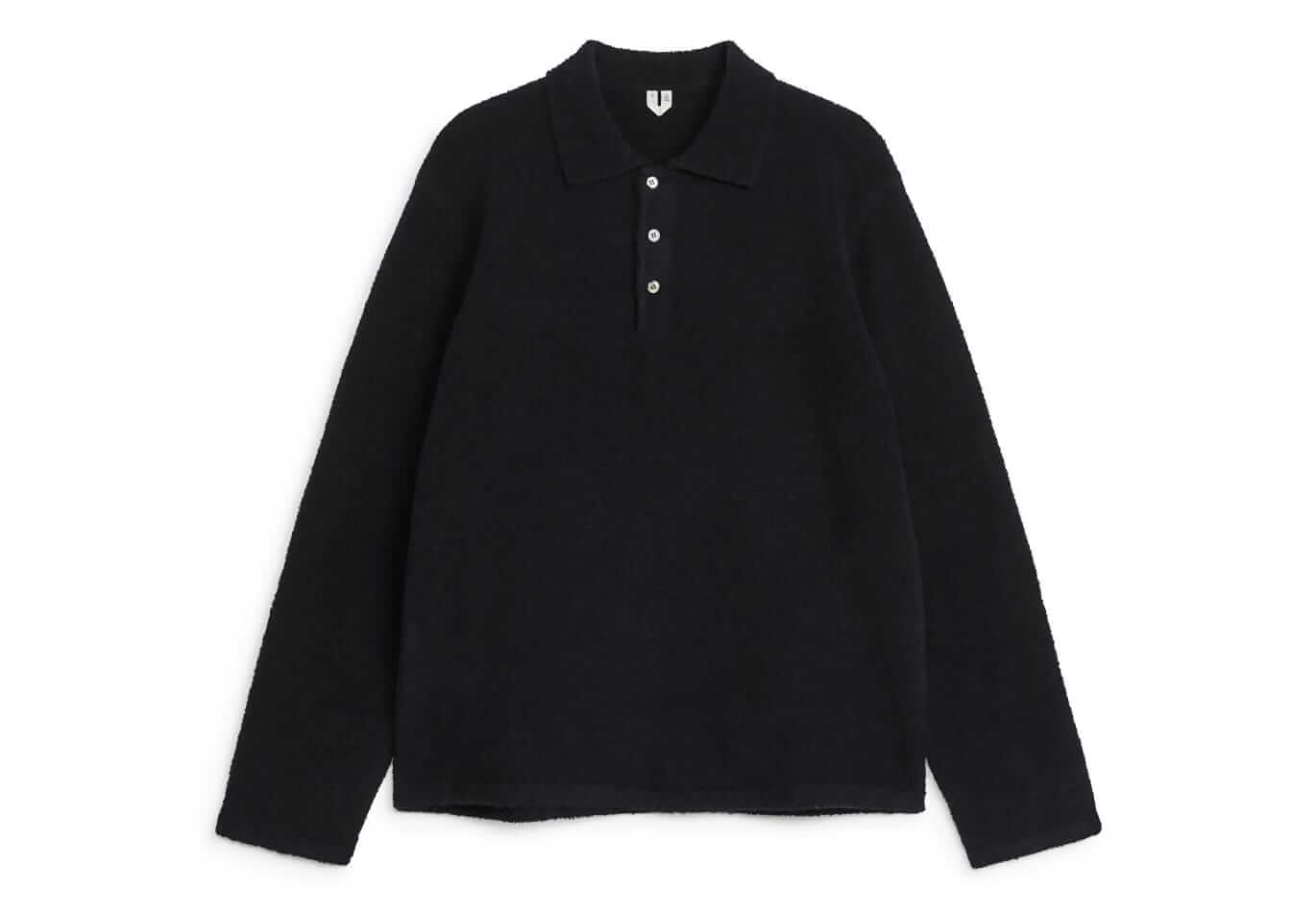 Arket Textured cotton long-sleeve knit polo