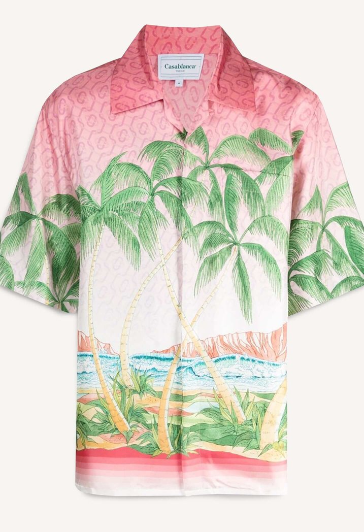 Casablancas Tropical-Print Short-Sleeve Linen Shirt