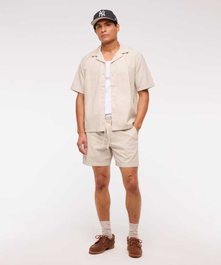 abercrombie & fitch linen-blend shirt and short