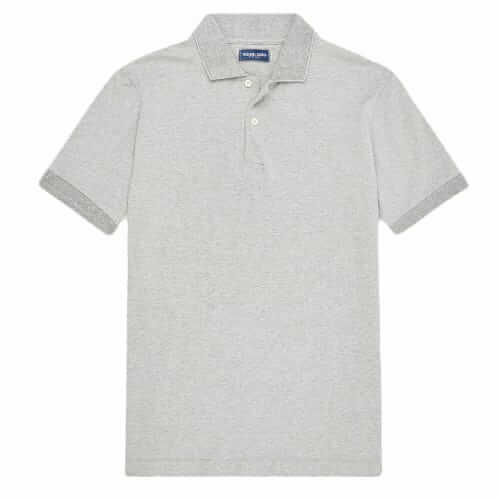 Classic polo Men's Grey Smart Double Pique Polo Half Sleeve Authentic Fit  T-Shirt Nova - Grey Melange - Classic Polo