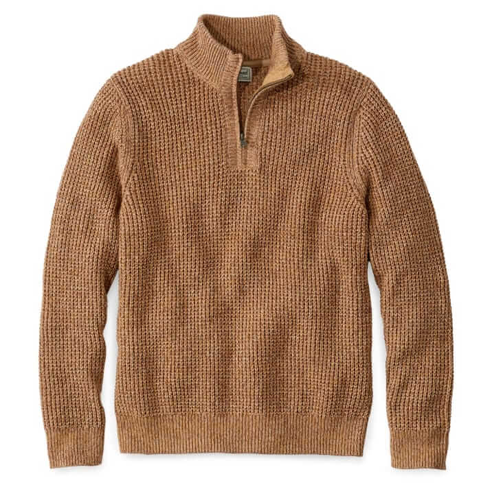 L.L.Bean Cotton waffle quarter-zip sweater