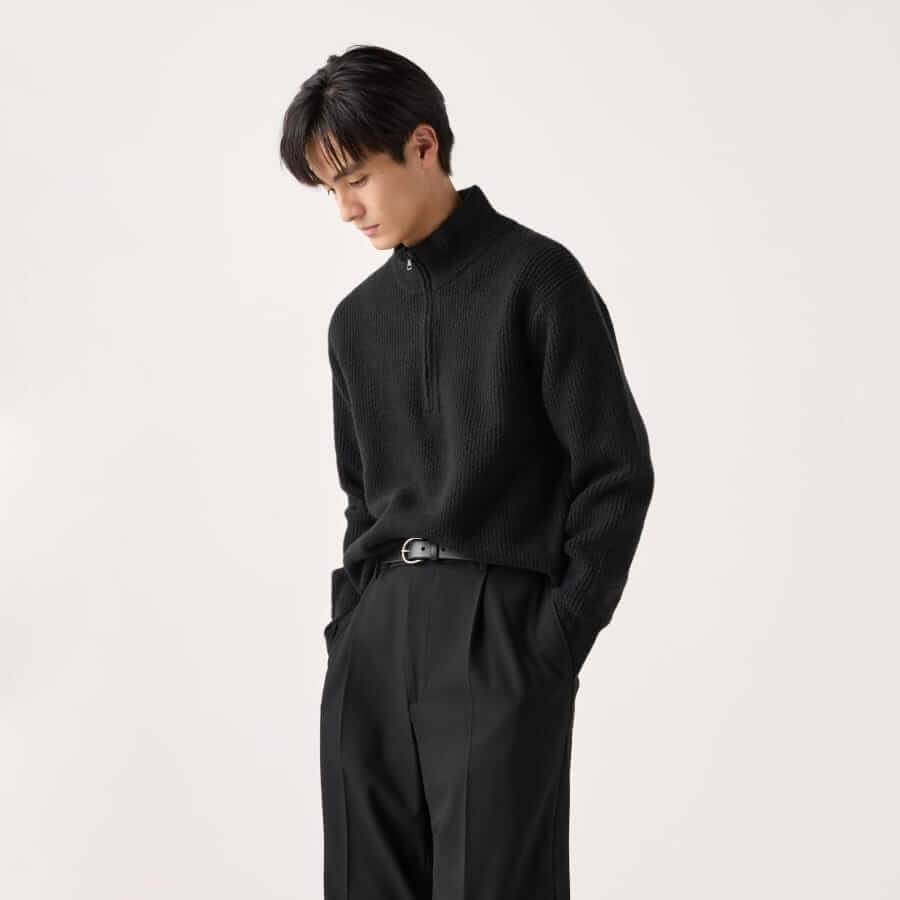 UNIQLO Souffle yarn half-zip sweater