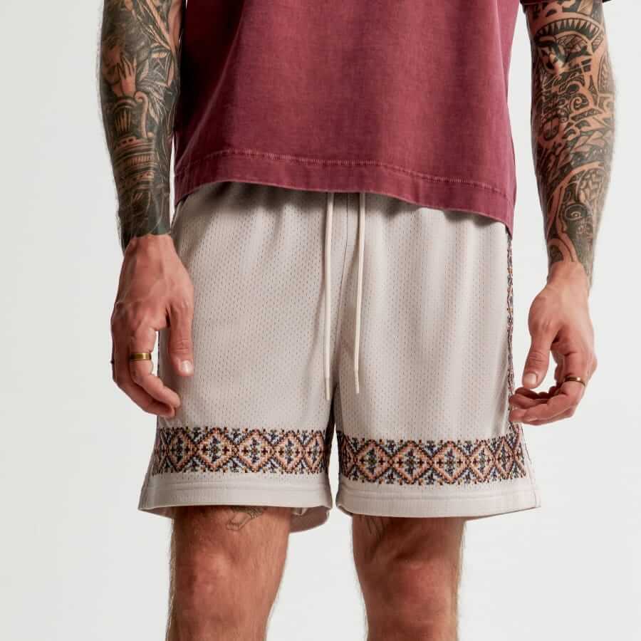 Abercrombie & Fitch Embroidered mesh short